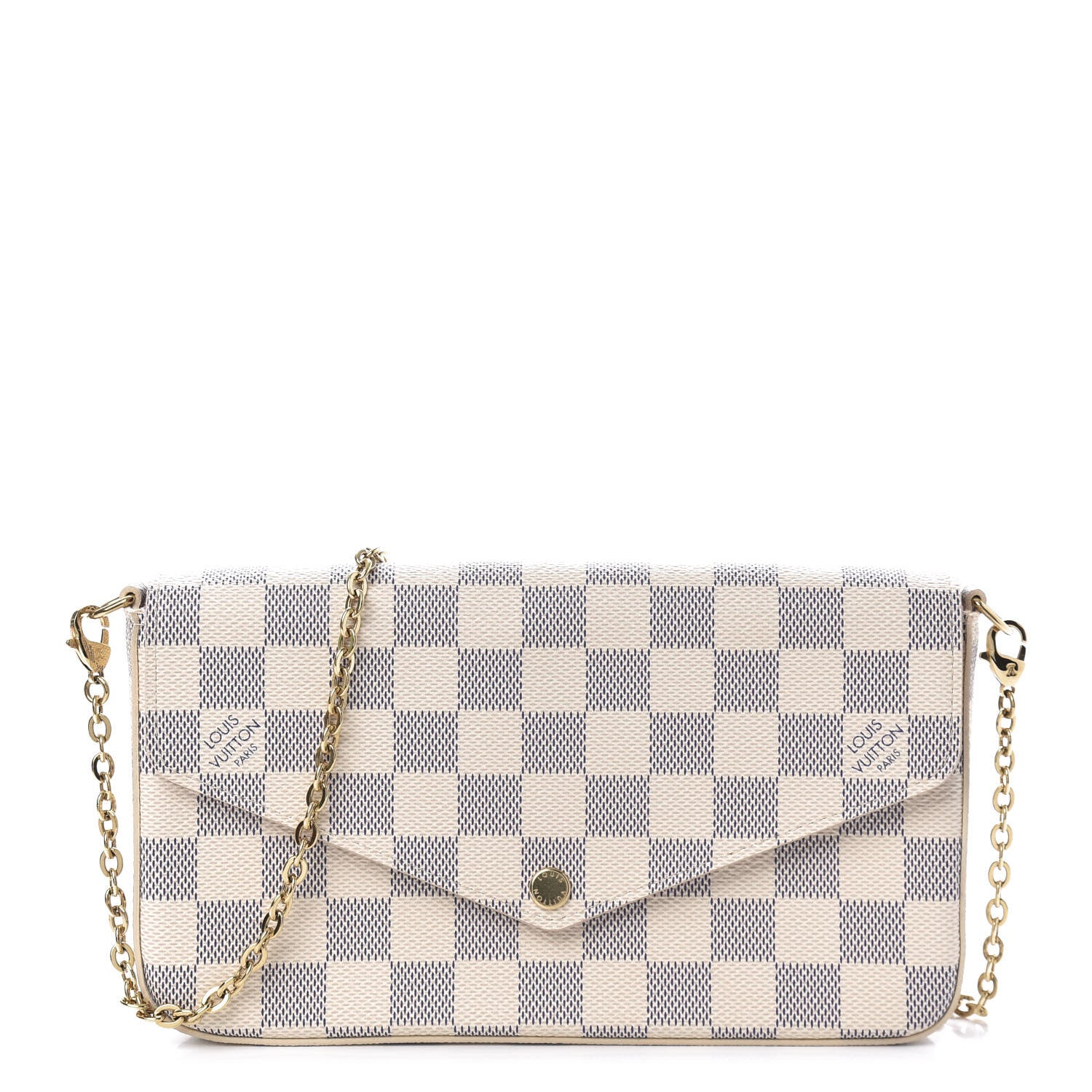 Louis Vuitton Damier Azur Pochette Felicie Chain Wallet Rose Ballerine 1 of 11