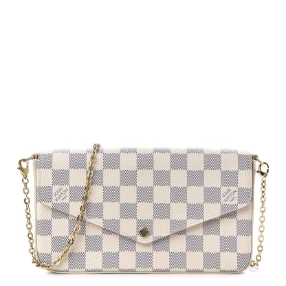 Louis Vuitton Damier Azur Pochette Felicie Chain Wallet Rose Ballerine 1 of 11