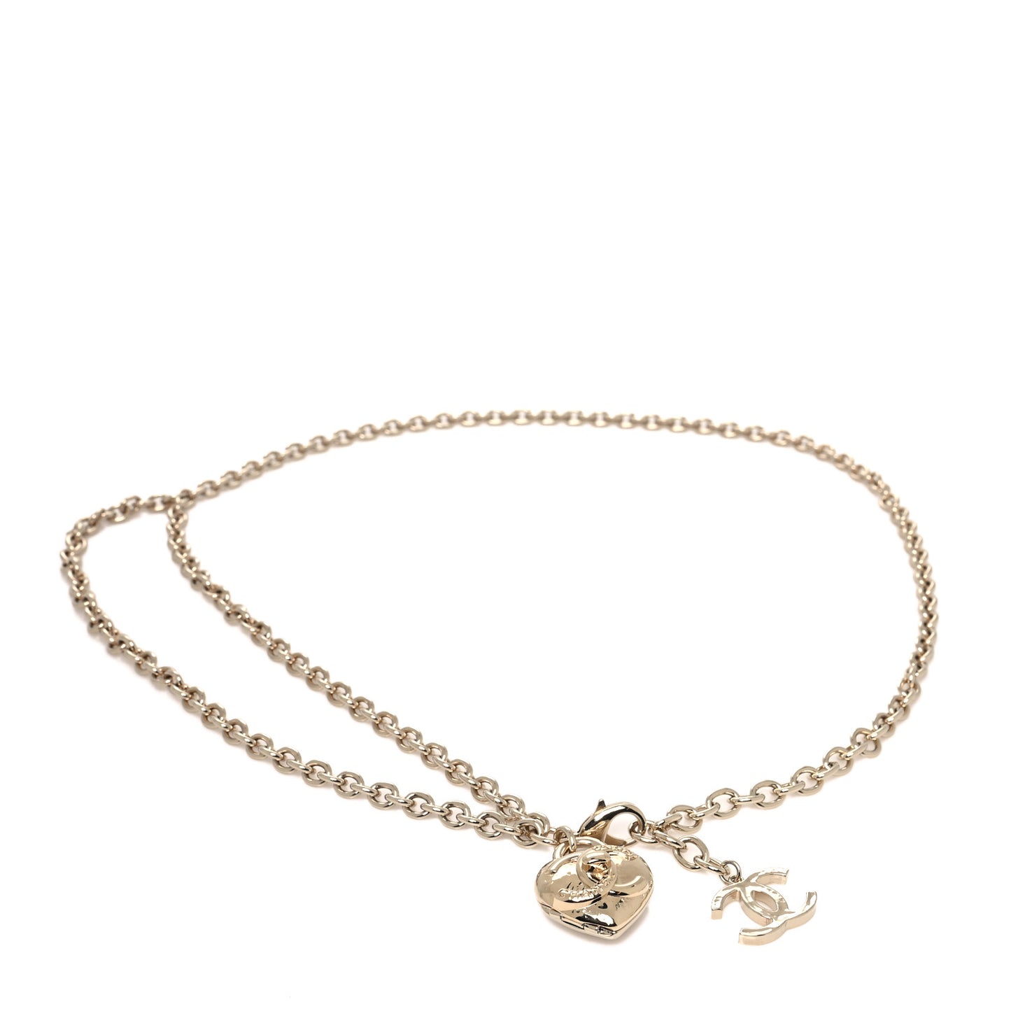 Metal Chain CC Heart Turnlock Belt Gold