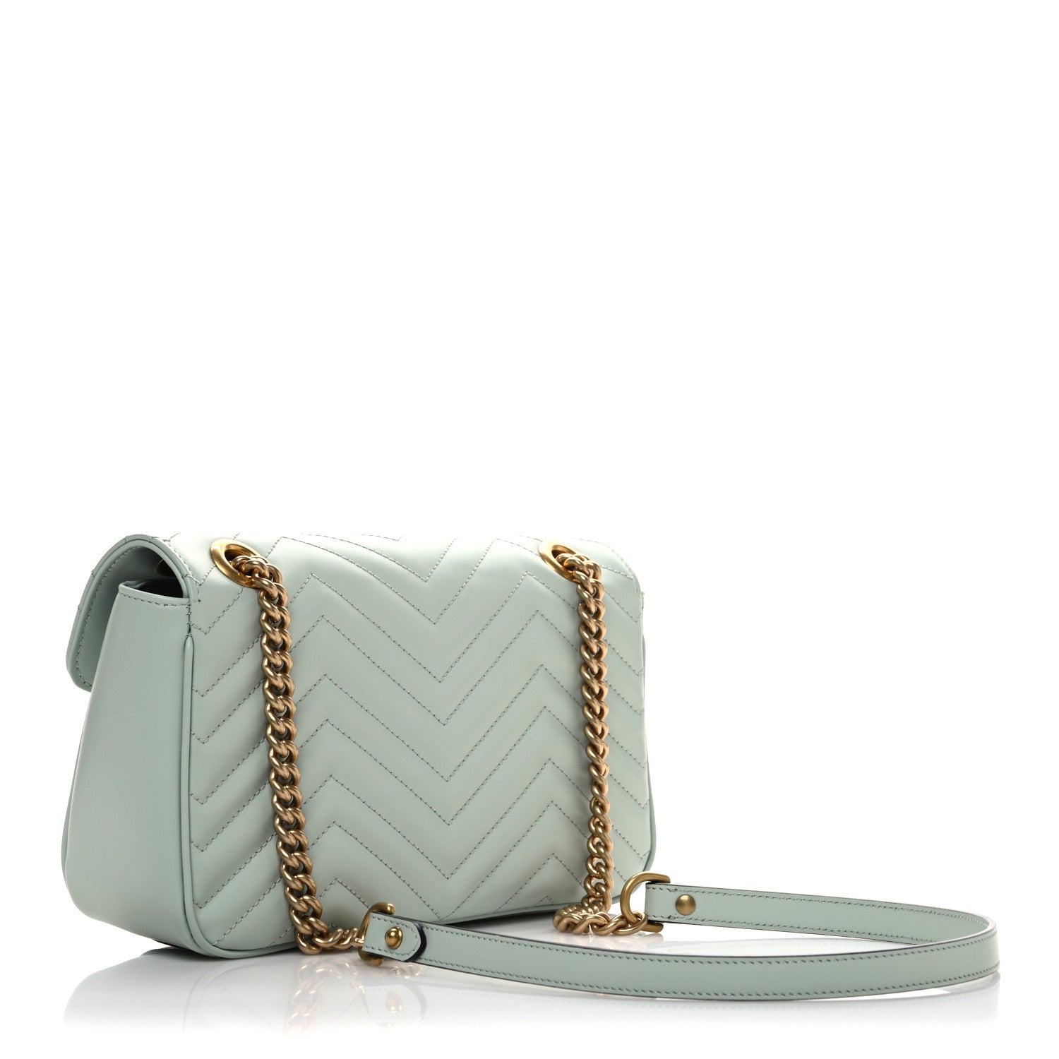 Gucci Calfskin Matelasse Small GG Marmont Shoulder Bag Salvy Green 3 of 11