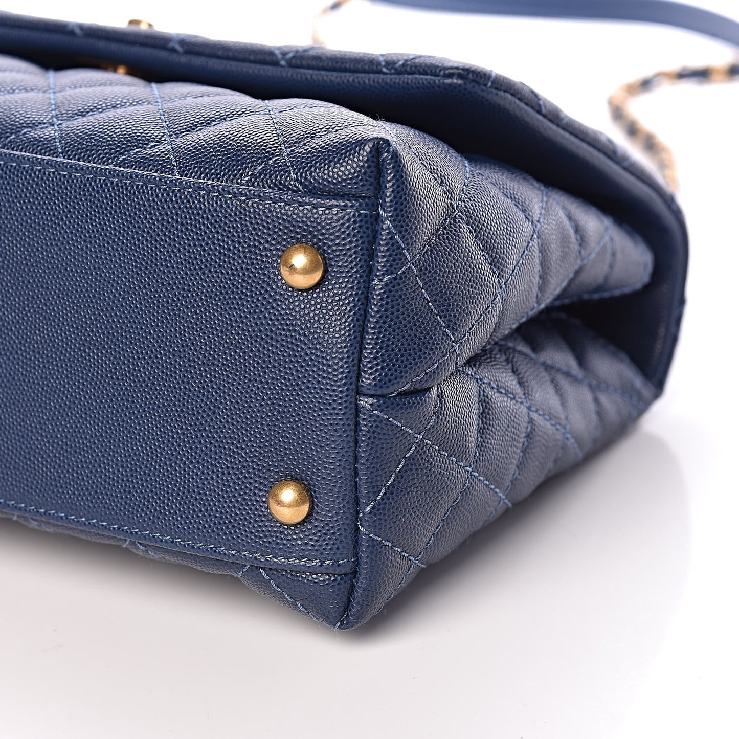 Caviar Quilted Small Coco Handle Flap Dark Blue