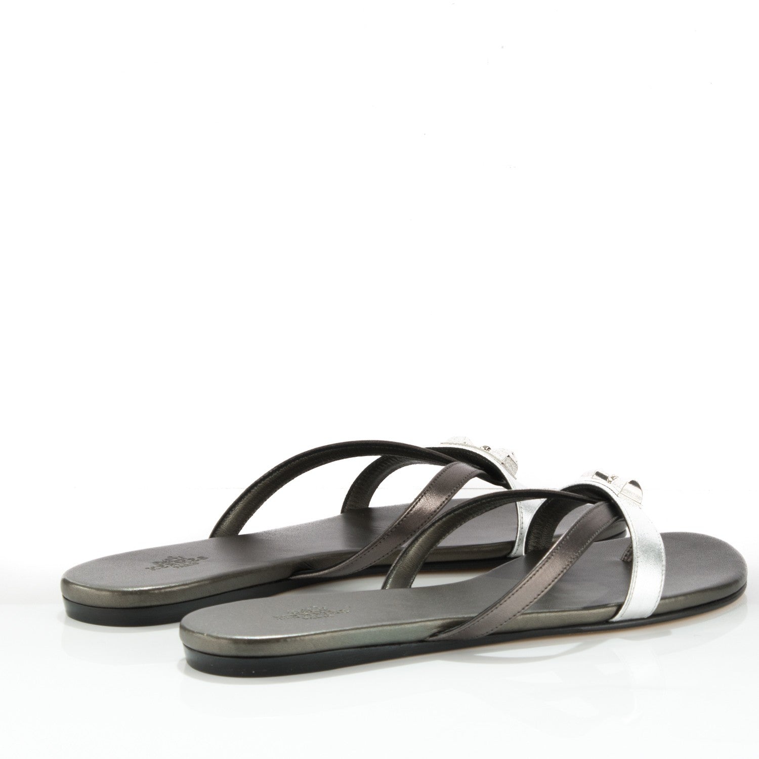 Hermes Nappa Calfskin Corfou Sandals 38 Canon De Fusil Argent 4 of 7