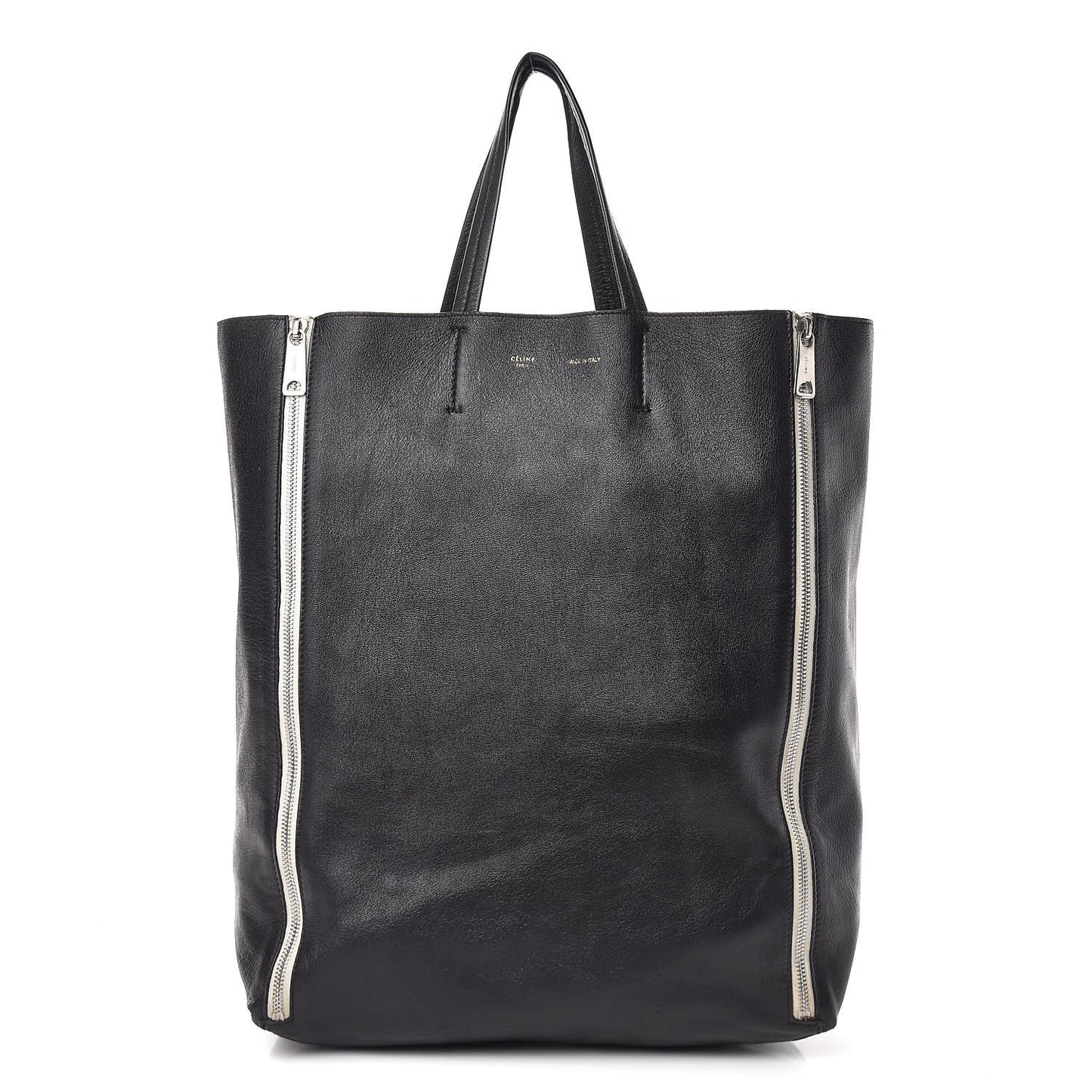 Smooth Lambskin Vertical Zip Cabas Black