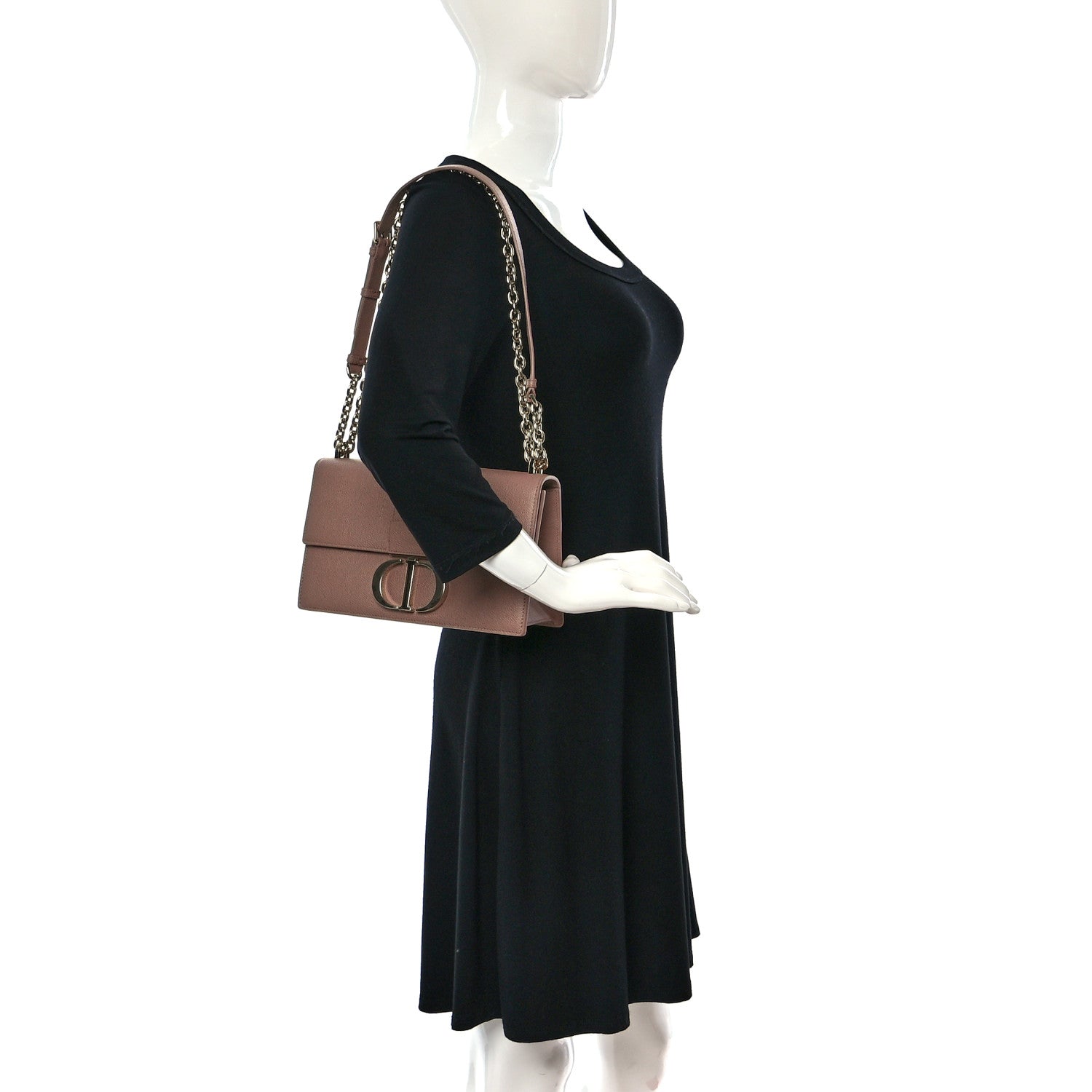Christian Dior Grained Calfskin Embossed 30 Montaigne Chain Flap Bag Blush 2 of 9