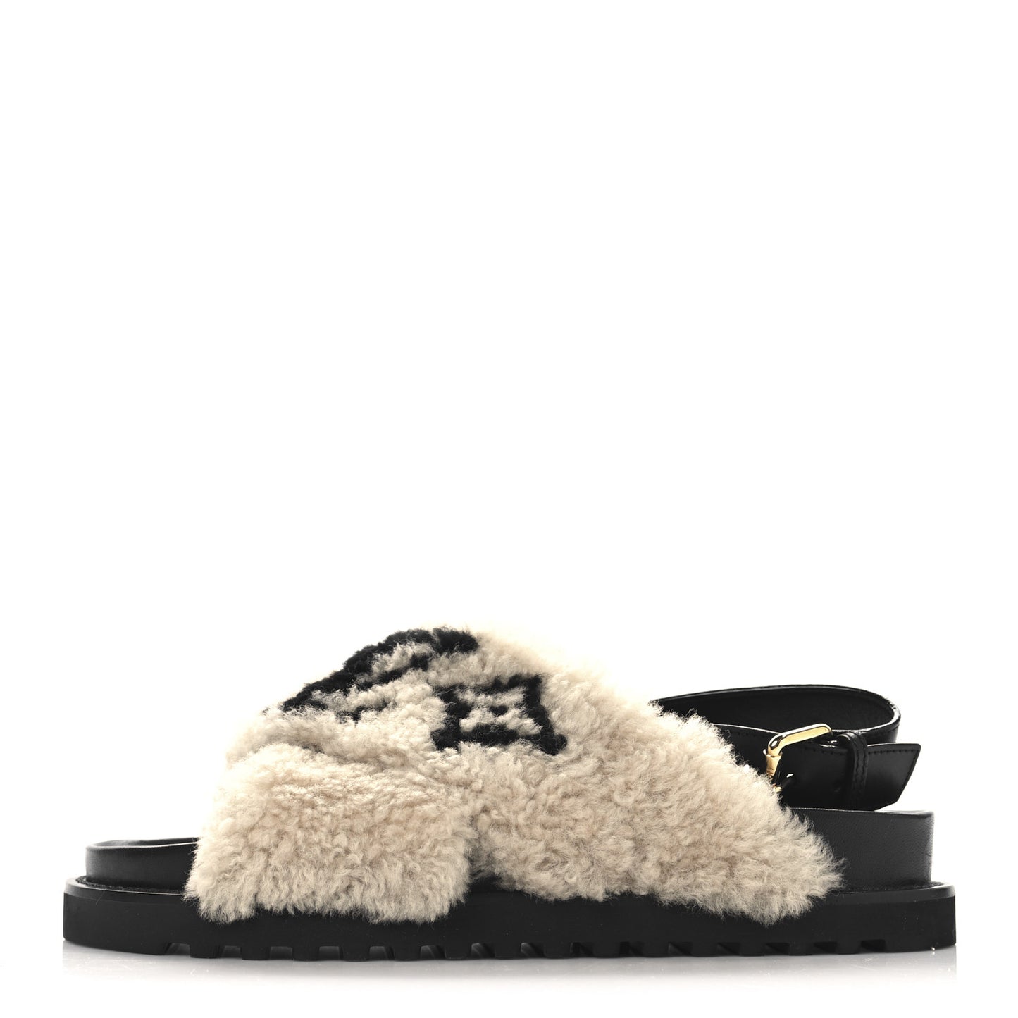 Shearling Paseo Sandals 39 Black