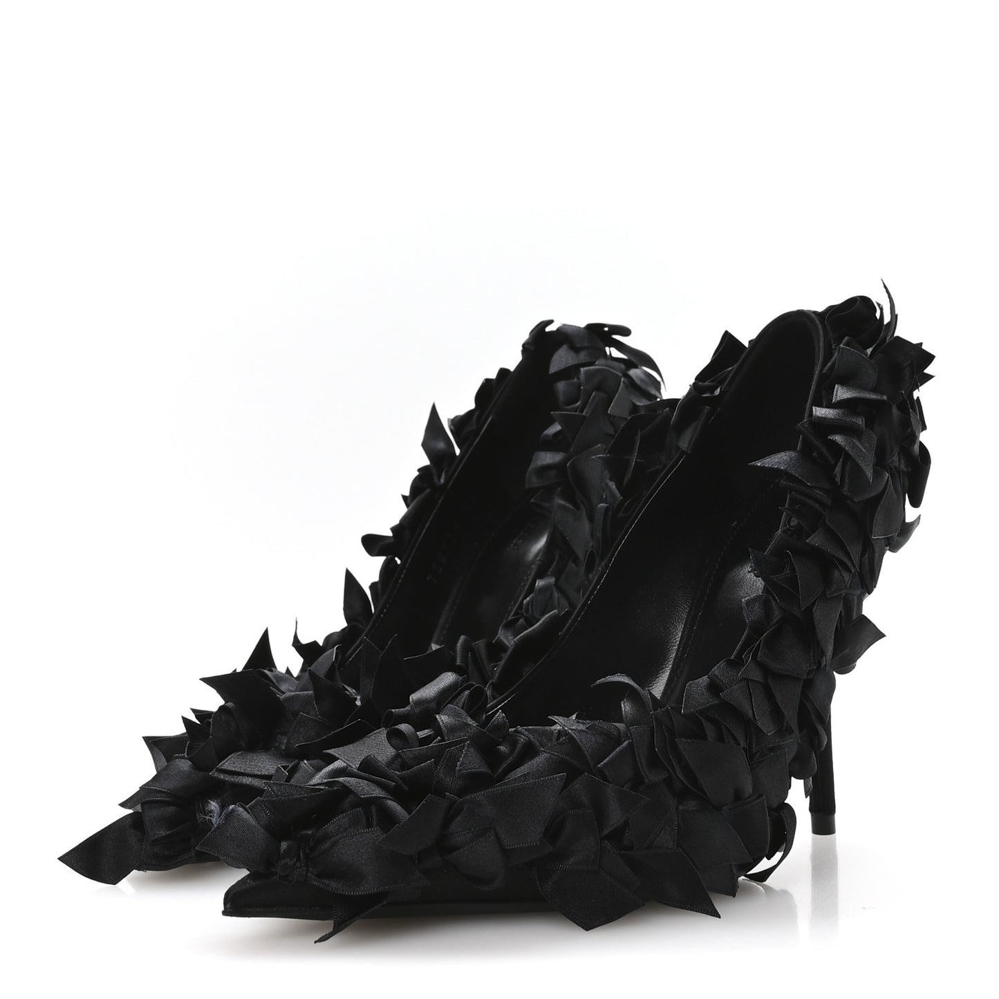 Satin Pointed Marie A Bows All Over 110mm Pumps 35 Black
