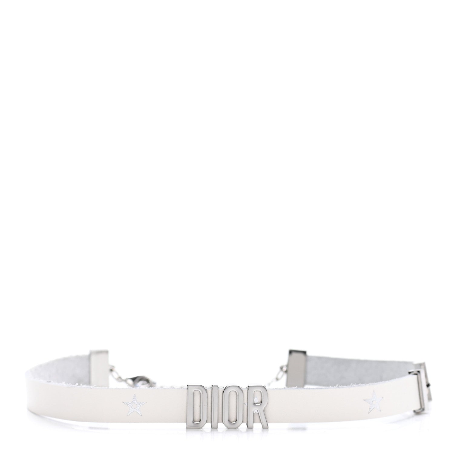 Christian Dior Calfskin Star Dior Logo Choker Necklace White 1 of 5