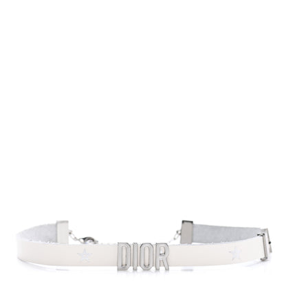 Christian Dior Calfskin Star Dior Logo Choker Necklace White 1 of 5