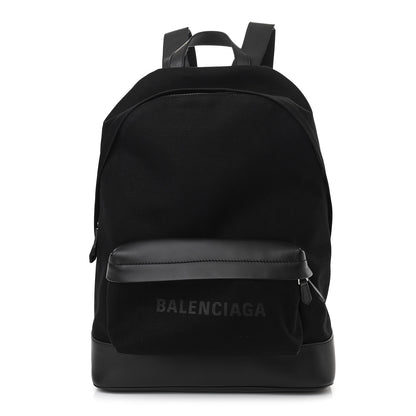 Balenciaga Calfskin Canvas Navy Backpack Black 1 of 9