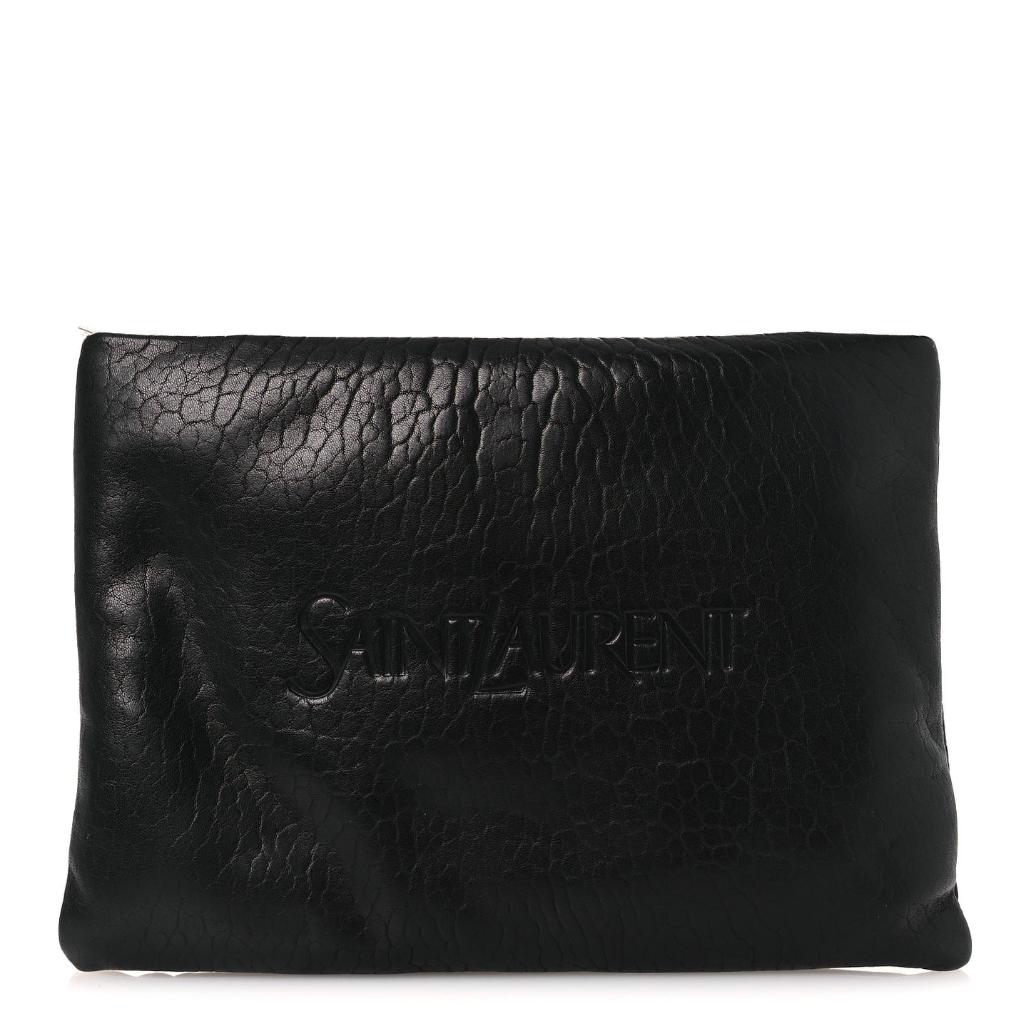 Calfskin Large Puffy Pouch Black