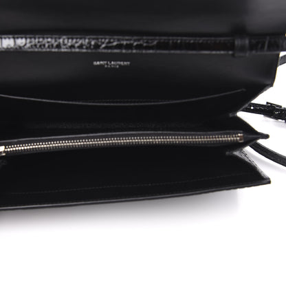 Saint Laurent Calfskin Crocodile Embossed Monogram Uptown Crossbody Black 5 of 10