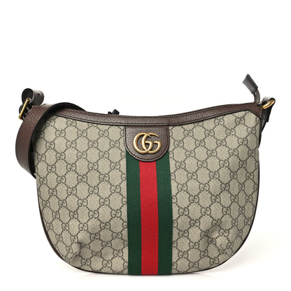 Gucci GG Supreme Monogram Web Small Ophidia Half Moon Hobo Brown 1 of 11
