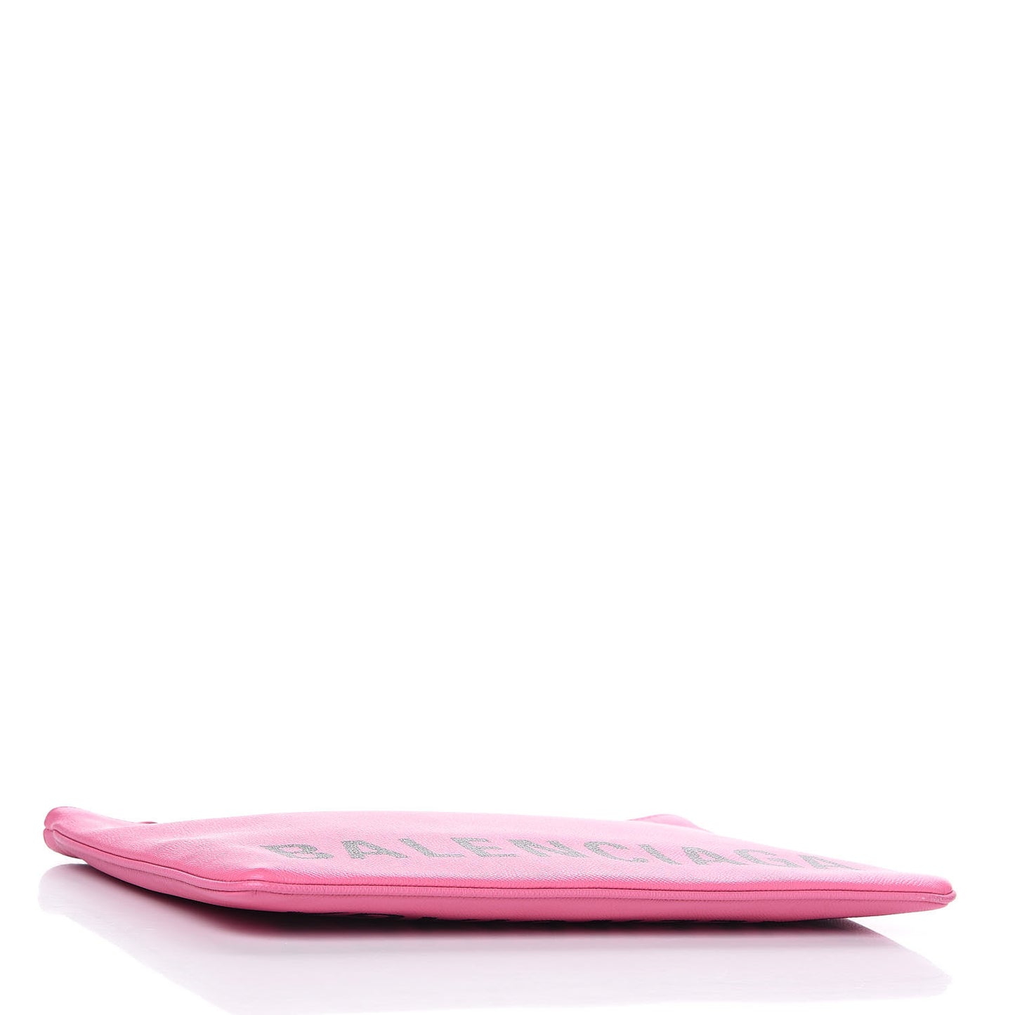 Signature Grained Calfskin Large Ville Zip Pouch Rose Bubblegum Black