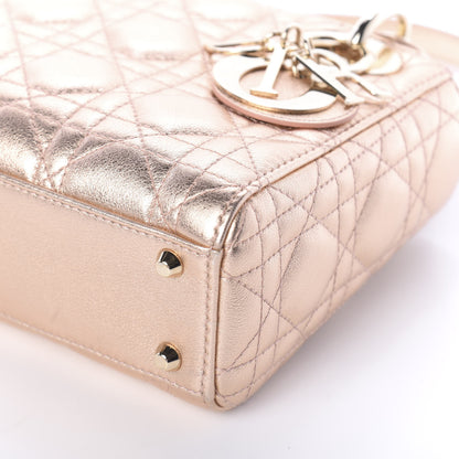 Christian Dior Lambskin Cannage Mini Lady Dior Metallic Champagne 9 of 9