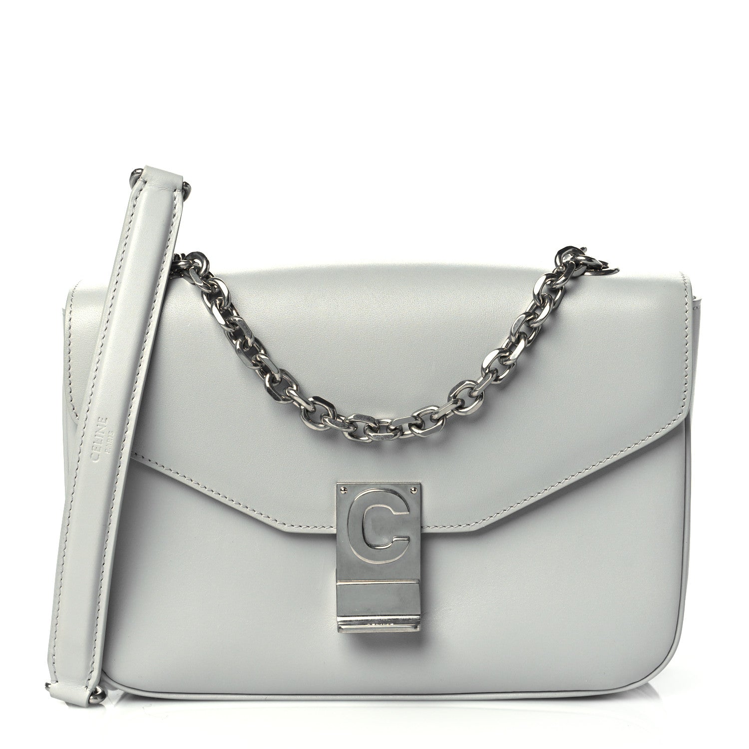 Celine Shiny Calfskin Medium C Bag Light Grey 1 of 10