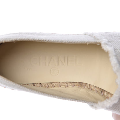 Chanel Linen CC Espadrilles 37 Beige Black 10 of 17