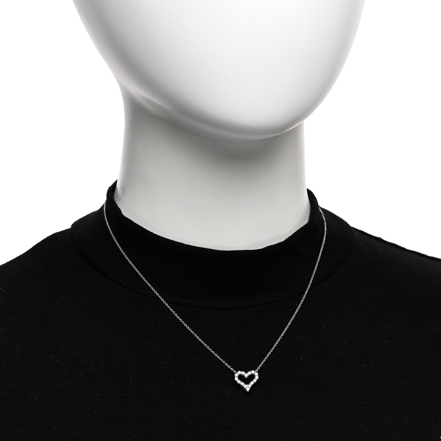 Tiffany Platinum Diamond Mini Heart Pendant Necklace 2 of 5