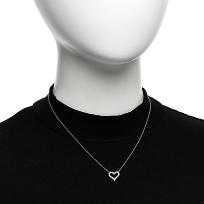 Tiffany Platinum Diamond Mini Heart Pendant Necklace 2 of 5