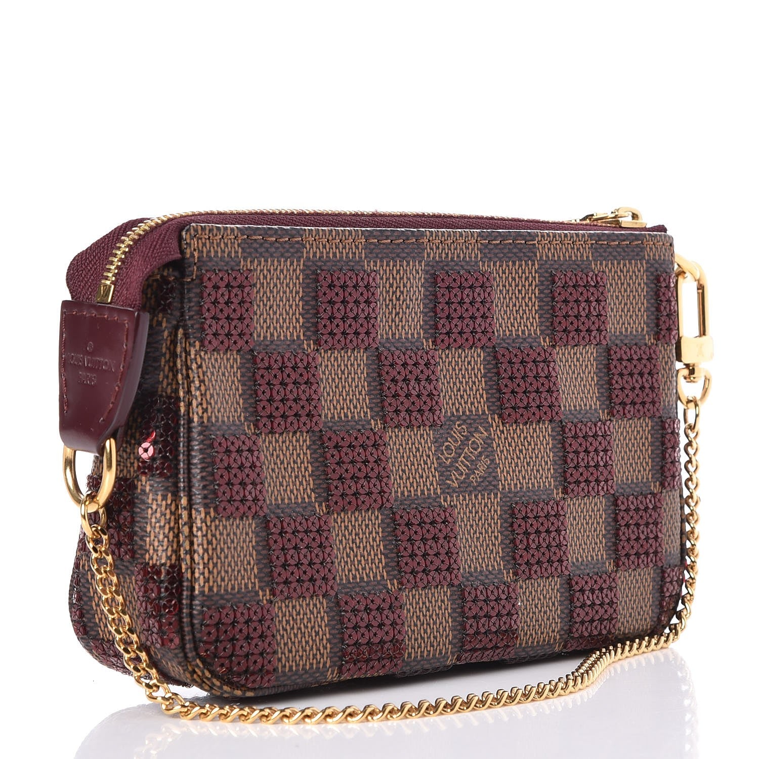 Louis Vuitton Damier Paillettes Mini Pochette Accessories Red 3 of 8