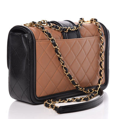 Chanel Lambskin Quilted Medium Elegant CC Flap Dark Beige Black 3 of 11