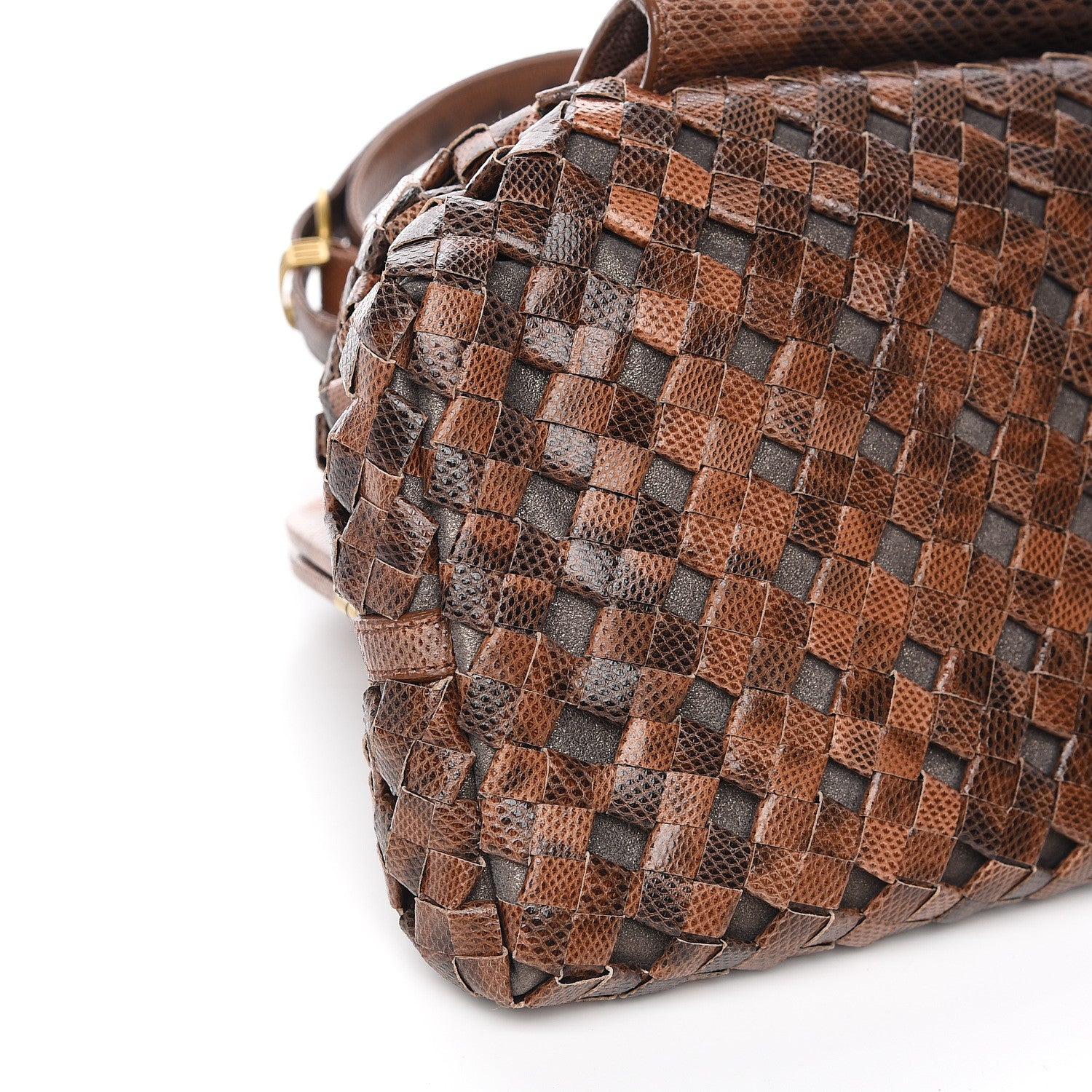 Bottega Veneta Woven Snakeskin Frame Bag Brown 7 of 10