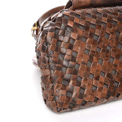Bottega Veneta Woven Snakeskin Frame Bag Brown 7 of 10