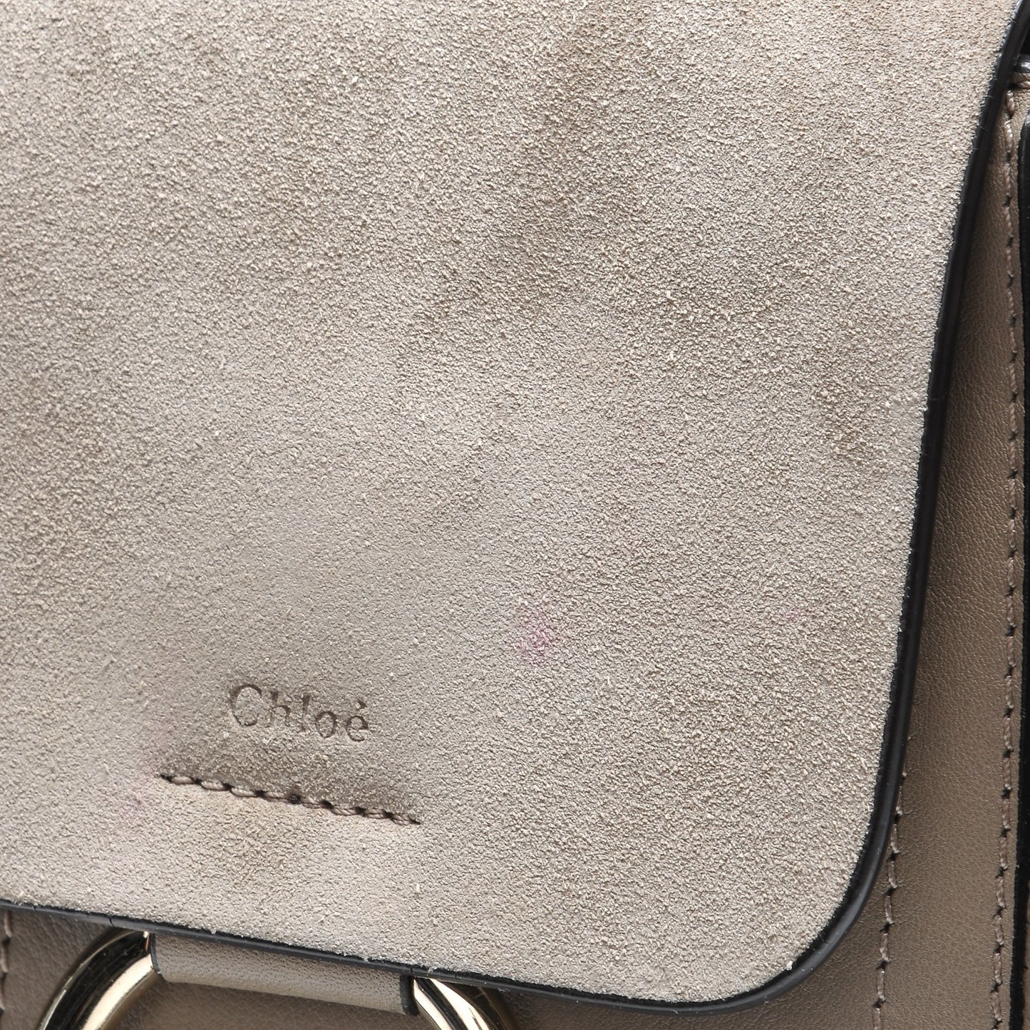 Suede Calfskin Mini Faye Backpack Motty Grey