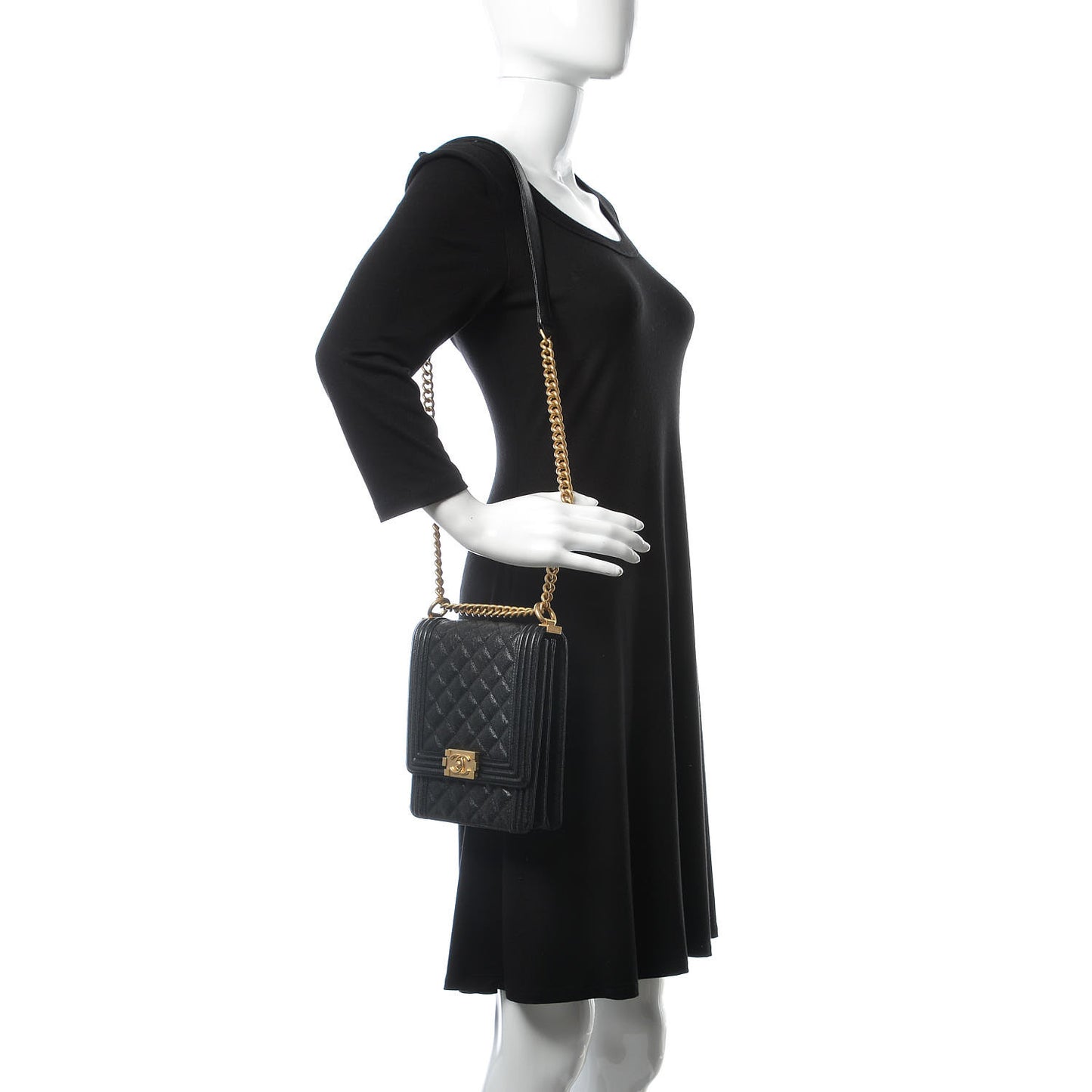 Caviar Quilted North South Boy Flap Black