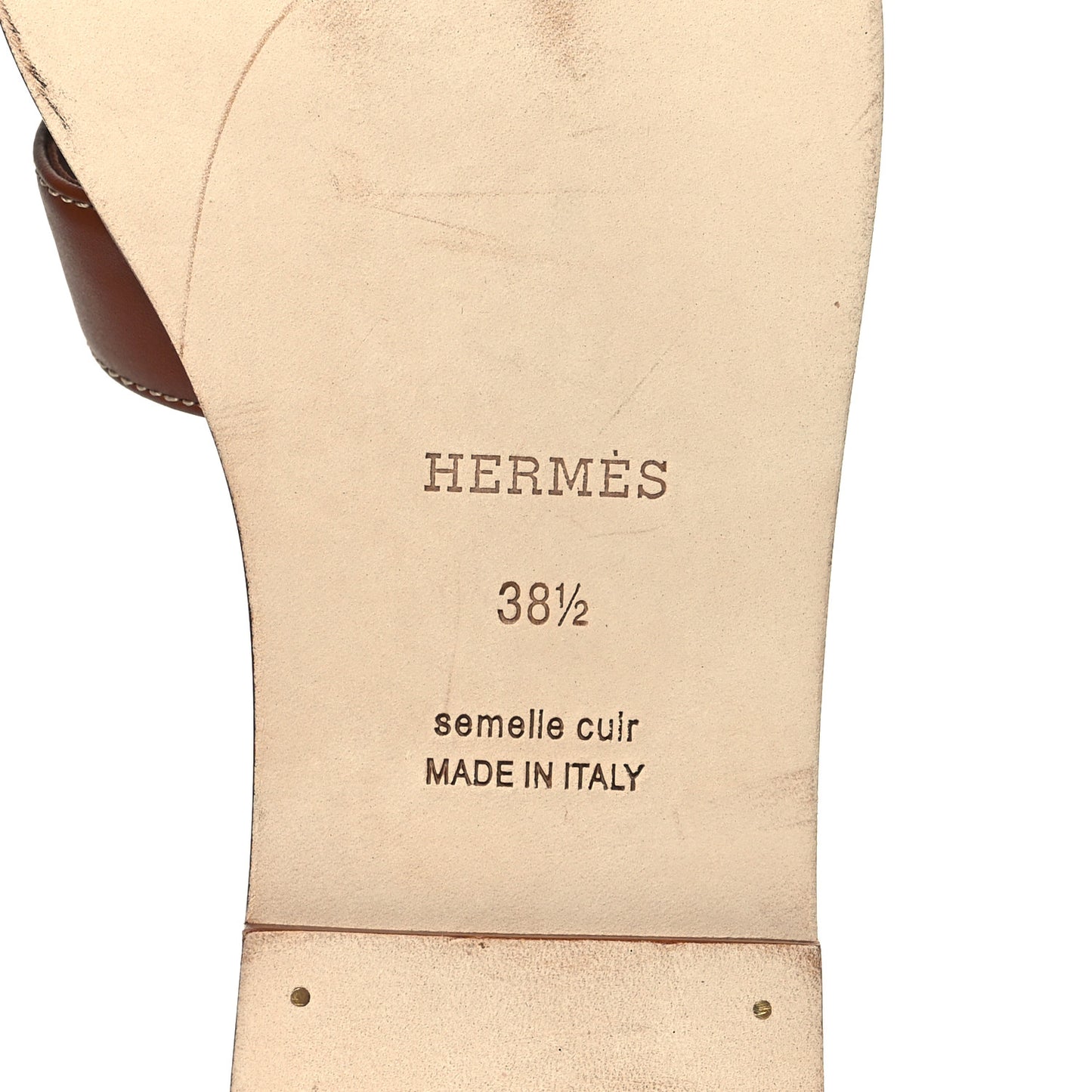 Box Calfskin Oran Sandals 38.5 Gold