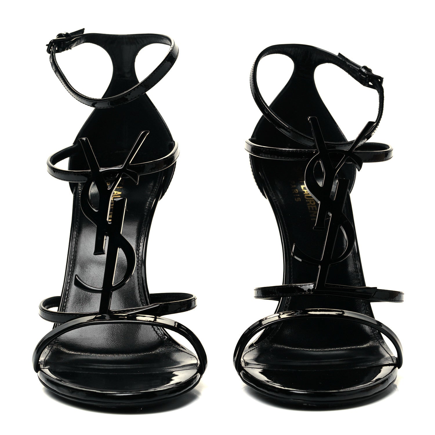 Saint Laurent Patent Calfskin Cassandra 100 Sandals 40 Black 2 of 7