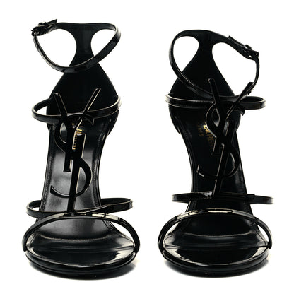 Saint Laurent Patent Calfskin Cassandra 100 Sandals 40 Black 2 of 7