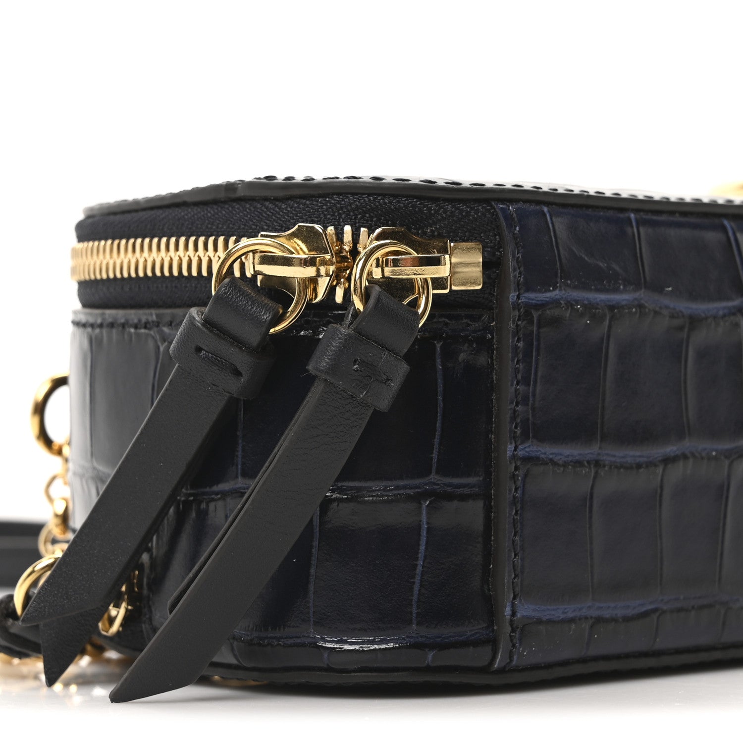 Chloe Calfskin Crocodile Embossed Mini C Vanity Bag Full Blue 8 of 9