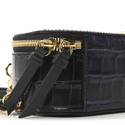 Chloe Calfskin Crocodile Embossed Mini C Vanity Bag Full Blue 8 of 9