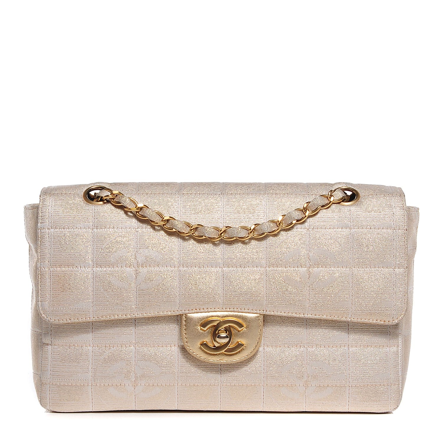 Chanel Metallic Nylon Medium Travel Flap Light Gold 1 of 8