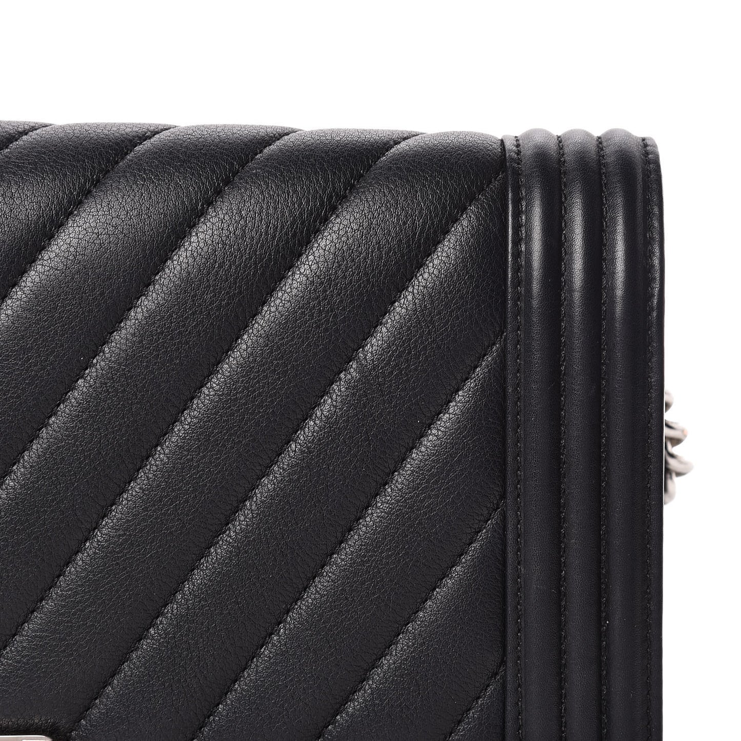 Calfskin Chevron Quilted Boy Convertible Clutch Flap Black