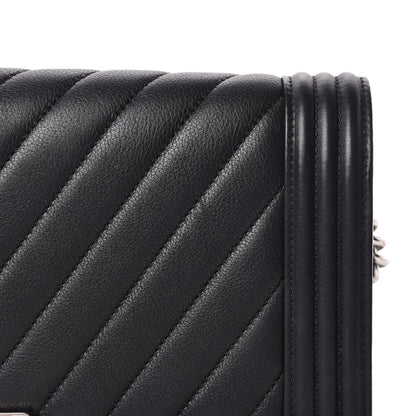 Chanel Calfskin Chevron Quilted Boy Convertible Clutch Flap Black 18 of 21