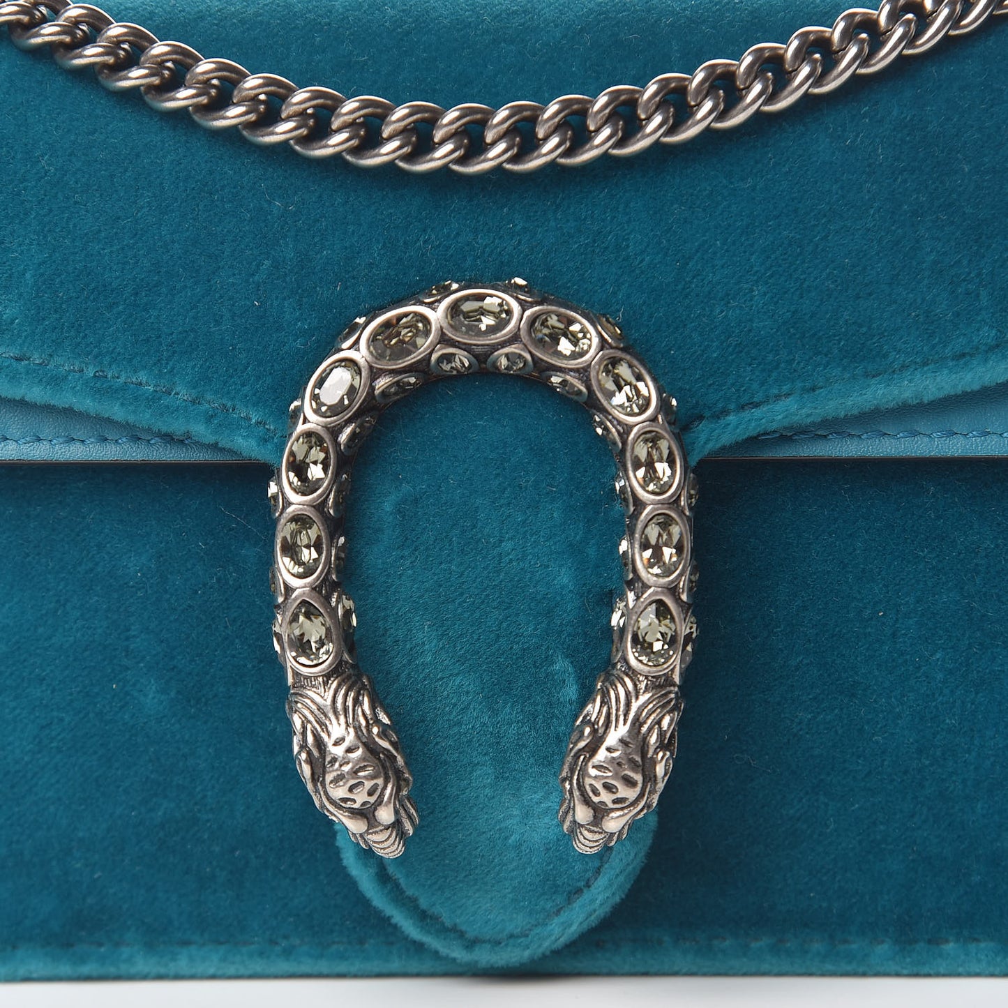 Velvet Super Mini Dionysus Shoulder Bag Pavone Cyan