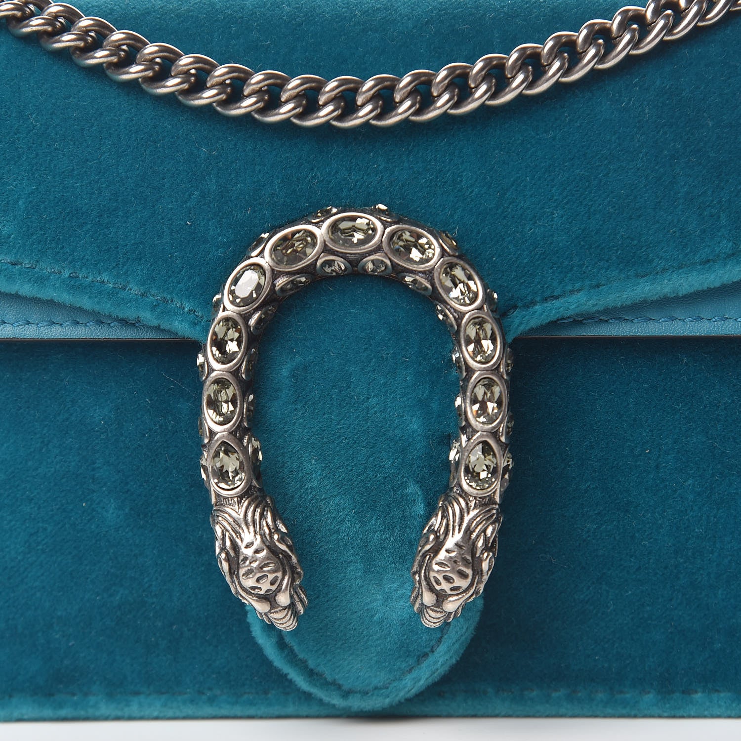 Gucci Velvet Super Mini Dionysus Shoulder Bag Pavone Cyan 7 of 14