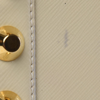 Prada Saffiano Vernice Studded Clutch Talco 12 of 19