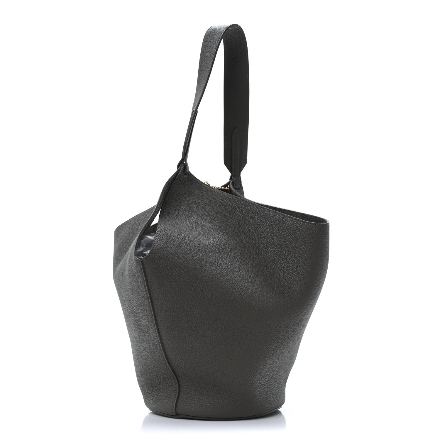 Khaite Pebbled Sport Calfskin Medium Lotus Tote Elephant 3 of 9