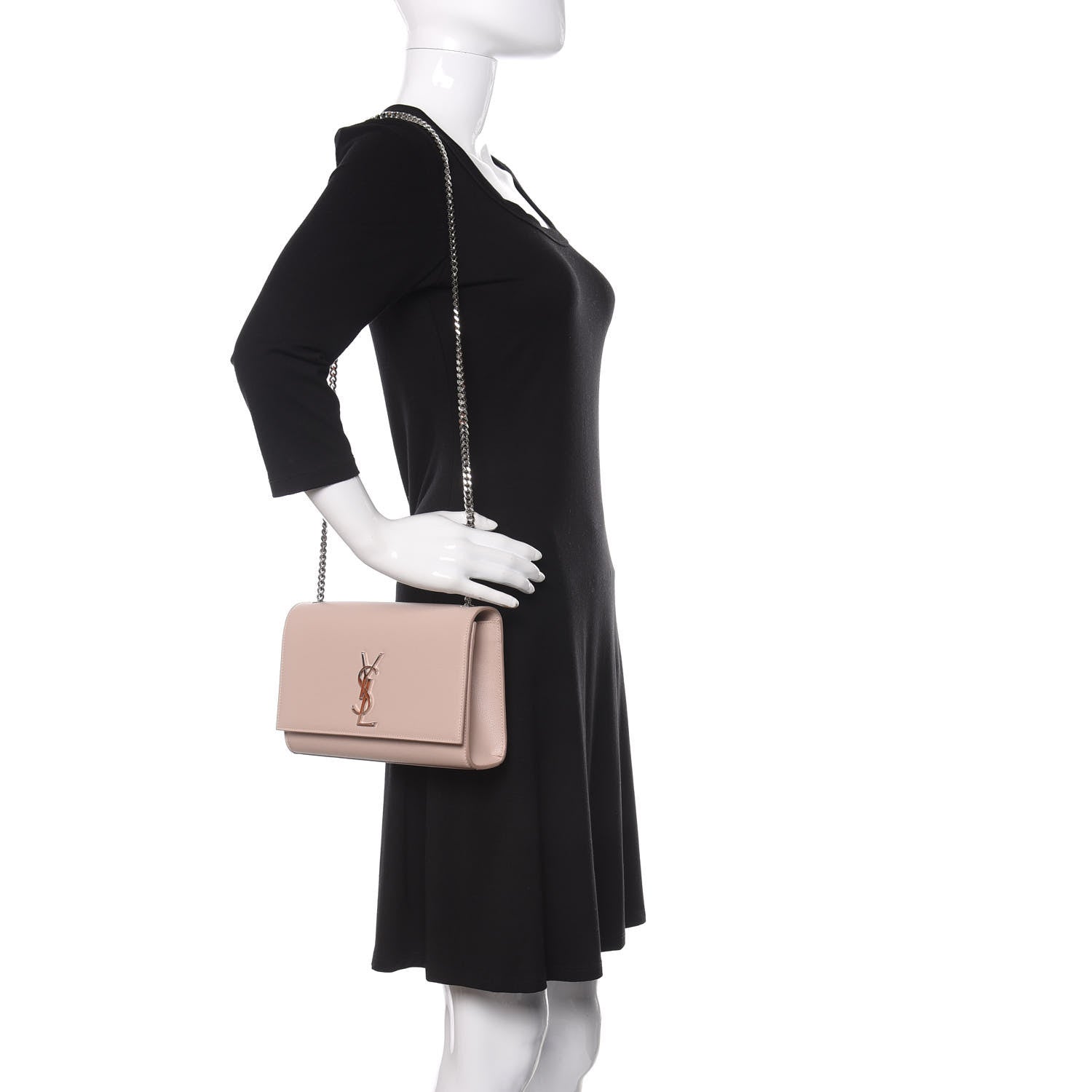 Saint Laurent Grain De Poudre Medium Classic Monogram Kate Satchel Marble Pink 2 of 8
