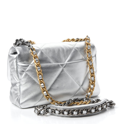 Chanel Metallic Lambskin Quilted Medium Chanel 19 Flap Silver 3 of 10