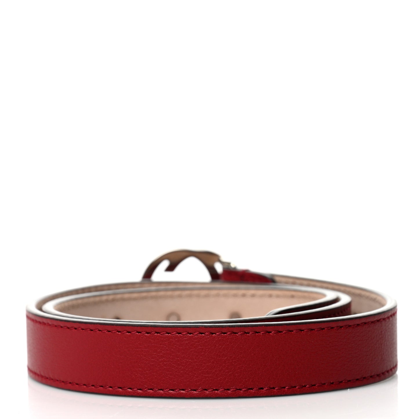 Calfskin Interlocking G Childrens Belt L Red