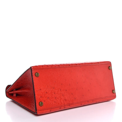 Hermes Ostrich Kelly Sellier 28 Rouge Vif 4 of 36