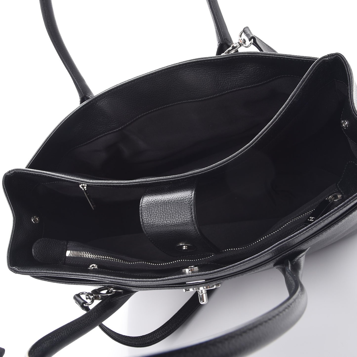 Calfskin Cerf Executive Shopper Tote Black