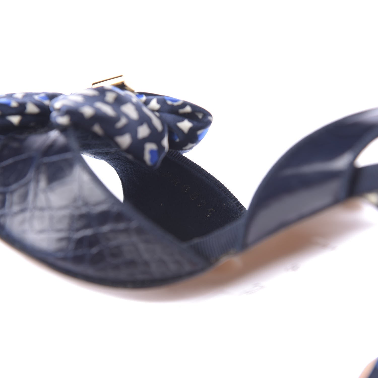 Louis Vuitton Crocodile Silk Bow Lock Slingback Pumps 36 9 of 9