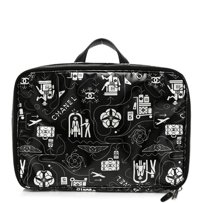 Chanel Coated Canvas Airline Cosmetic Travel Bag Black White 1 of 7