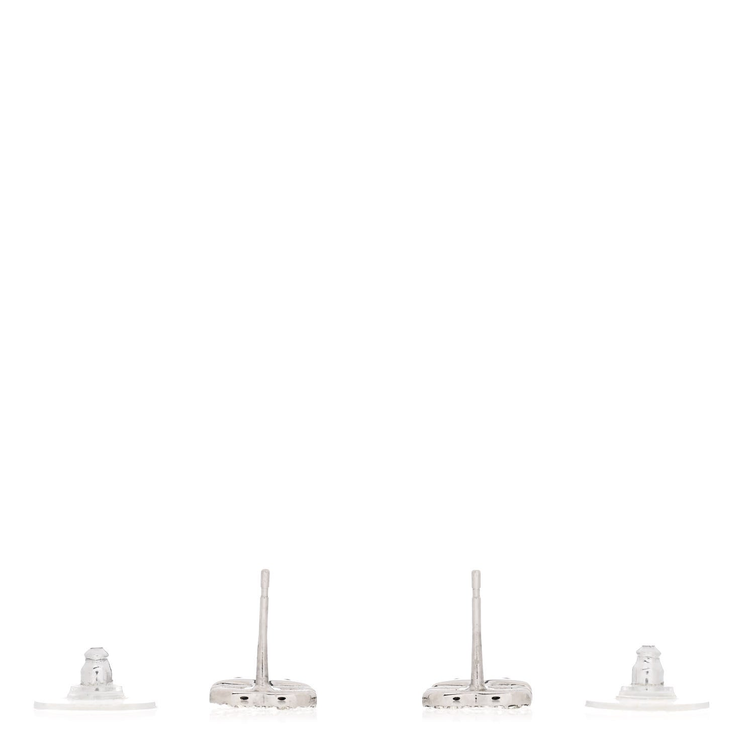 Chanel Crystal CC Star Earrings Silver Green 3 of 4