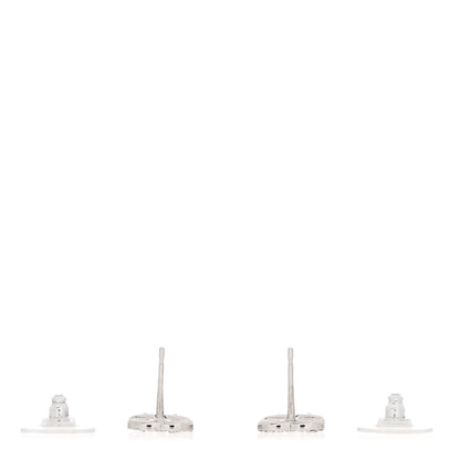 Chanel Crystal CC Star Earrings Silver Green 3 of 4