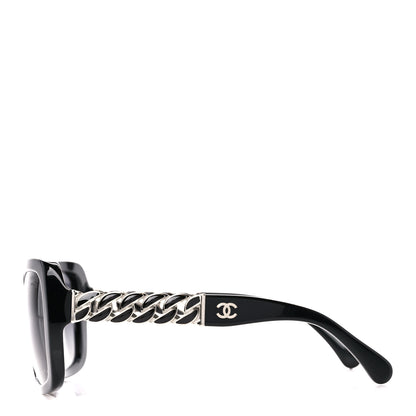 Chanel Acetate Metal Polarized Chain Square Sunglasses 5305 Black 4 of 8